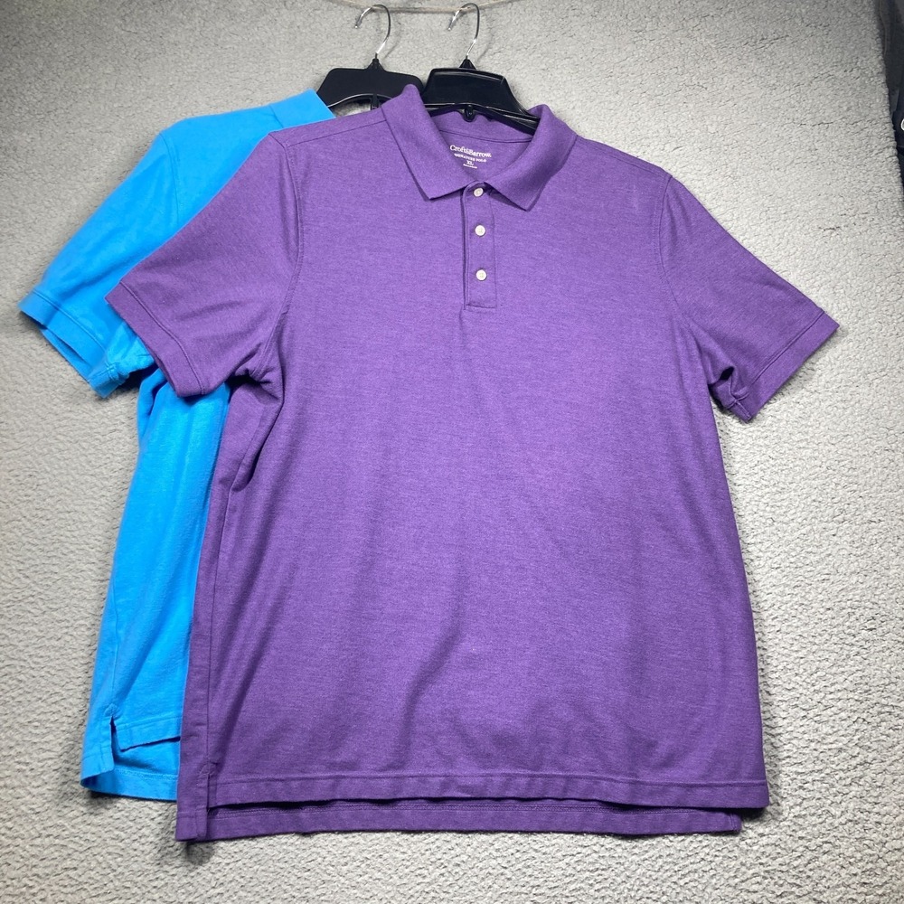 Croft & Barrow Polo‎ Shirts Men's XL Lot of 2 Blue Purple Short Sleeve Signature